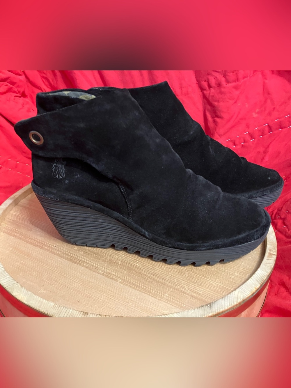 FLY London Yebi Suede Wedge Booties Boots Size US 8-8.5/ EU 39